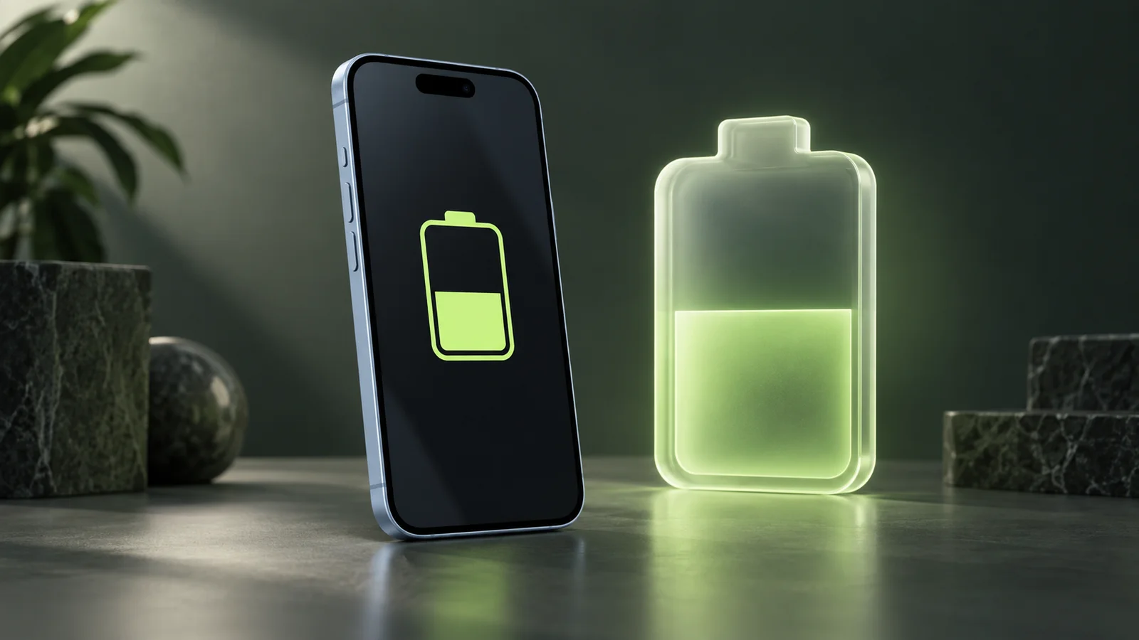 iPhoneとバッテリーのアイコンを組み合わせた説明用イメージ