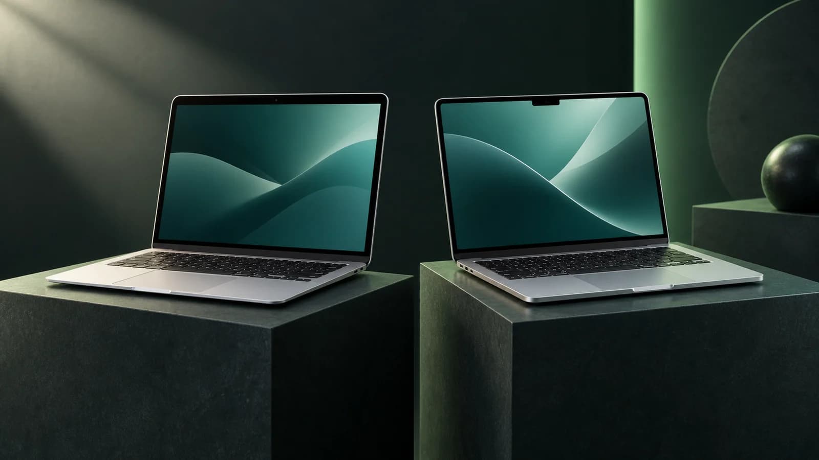 2台のMacBook Airを並べた比較イメージ